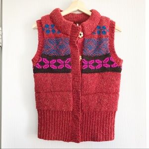 FREE PEOPLE (S) Fair Isle Nordic Wool Blend Vest